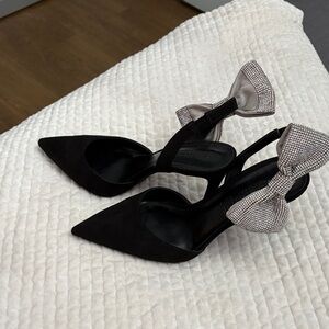 INC International Concepts Black Heels with Sparkling Bow